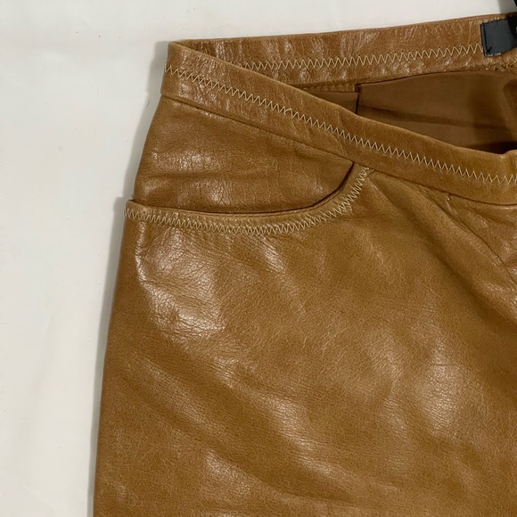 Gap Vintage Genuine Leather Bootcut High Waisted Pants Camel Tan Y2K Size 8 - Picture 7 of 14